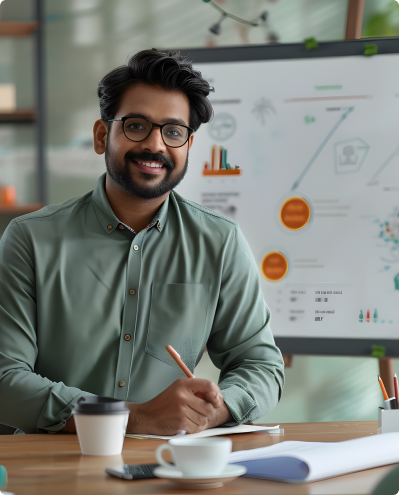 Creative lead presenting performance charts